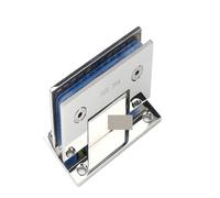 Bisagra de puerta de vidrio sin marco de acero inoxidable, 2 uds., bisagras de puerta plegables con Clip de vidrio de 180 grados(Mirror)