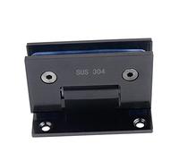 Bisagra de puerta de vidrio sin marco de acero inoxidable, 2 uds., bisagras de puerta plegables con Clip de vidrio de 180 grados(Matte Black)