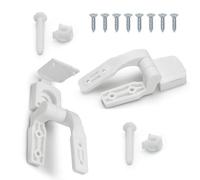 Bisagra de repuesto de plástico blanco para asiento de inodoro con pernos, tornillos y tuercas, soporte universal para asiento de inodoro para reemplazo y reparación.