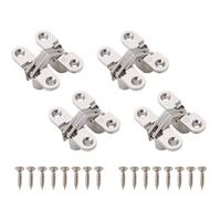 Bisagra plegable invisible de aleación de zinc niquelada, conector de estilo oculto for instalación de puerta interior(Nickel 4 pcs)