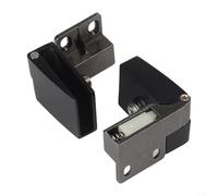 Bisagras de puerta de vidrio de aleación de zinc de cierre automático, instalación sin taladro, mecanismo de posicionamiento automático para vidrio de 3 a 5 mm, color negro y plateado, 1 par, fácil