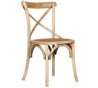 Biscottini Silla de comedor de madera maciza Vintage - Sillas de cocina y salón de ratán Thonet - Sillas de exterior e interior de paja - Silla acolchada rústica Cross