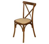 Biscottini Silla de madera y ratán estilo Bistrot con respaldo en cruz - Sillas para cocina, comedor, bar y restaurante Thonet - Sillas apilables Vintage - Silla apilable Rustica Cross