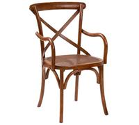 Biscottini Sillas de comedor de madera maciza y ratán - Silla de cocina y salón 52 x 45 x 90 cm - Sillas de exterior e interior para eventos - Sillón de paja rústico con reposabrazos - Thonet vintage