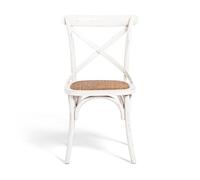 Biscottini Thonet - Silla de cocina retro vintage blanca, 47 x 42,5 x 86 pulgadas, madera de fresno, asiento de ratán, sin brazos, comedor, cocina, sala de estar