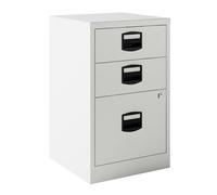 Bisley Cajonera Metálica con 2 Cajones Personales y 1 Cajón de Archivo, Blanco, Fondo 40cm