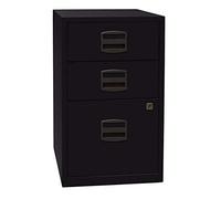 Bisley Home Armario Auxiliar PFA, 2 Universal cajones, 1 cajón, HR de Metal, 633 Negro, 40 x 41.3 x 67.2 cm