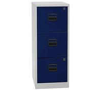Bisley Home H61101 - Armario PFA, 3 cajones, HR de Metal, 505 Cuerpo Luz Gris, Frente de Oxford Azul, 40 x 41.3 x 101.5 cm