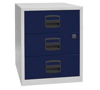 Bisley Home móvil Armario Auxiliar PFA, 3 Universal cajones, Metal, 505 Cuerpo Luz Gris, Frente de Oxford Azul, 40 x 41.3 x 52.8 cm