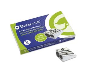 Bismark afilalapiz metalico doble para lapices normales o gruesos - color acero (12 uds)