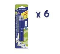 Bismark Fix Pack Ahorro de 6 paquetes - 18 Recambios para Bolígrafo Borrable - Punta Fina 0.7mm - Color Azul
