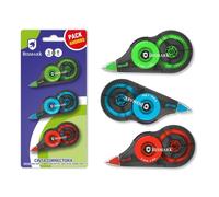 Bismark pack de 3 cintas correctoras 5mmx8m - perfecta adherencia al papel - presentacion en blister - colores surtidos (12 uds)