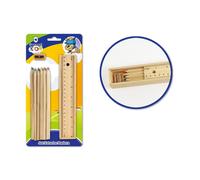 Bismark pack escolar con estuche de madera con tapa regla, 12 lapices