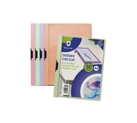 Bismark pastel dossier con clip a4 - polipropileno transparente - clip metalico lateral - capacidad 30 hojas - colores surtidos (5 uds)