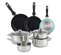 Bistro Series Set de Batería de cocina de 7pc en acero inoxidable + 3 Sartenes Ø16Ø20Ø24cm Azul mate en aluminio prensado