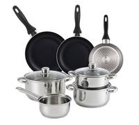 Bistro Series Set de Batería de cocina de 7pc en acero inoxidable + 3 Sartenes Ø16Ø20Ø24cm Gris metalizado en aluminio prensado