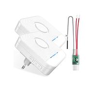 BITIWEND - Set de extensión de señal inalámbrica para timbre y gong, 1 convertidor inalámbrico + 2 receptores de toma eléctrica para sistemas de timbre existentes (emisor empotrado 3-24V AC/DC)