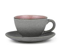 Bitz Taza con plato de té Bitz gris Rosa