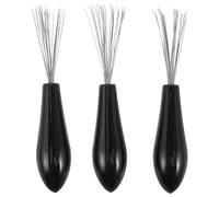 BIUDECO 3 Piezas Limpiador de Cepillos de Pelo, Quitapolvo de Cepillo de Pelo Mini, Acero Inoxidable y Ps, Negro, Portátil, para Salón y Viaje, Elimina Cabello y Limpia Cerdas