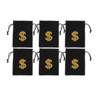 BIUDECO Bolsa de Dinero Pirata de Lona Negra 16x12 Cm Cordón Pack 6 Unidades Bolsas Pequeñas para Monedas Joyas y Regalos Portátil para Fiesta y Viaje