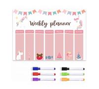 BIVYAX 1 Tablero Magnético para Nevera, Calendario Planificador Semanal, Menú, Recordatorio, Lista de Compra - Incluye 6 Rotuladores de Colores (20×30cm)