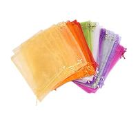 Biwwubik 100 bolsas de organza grandes, 20 x 30 cm, bolsas de regalo de con cordón, para bodas de Navidad (color aleatorio)