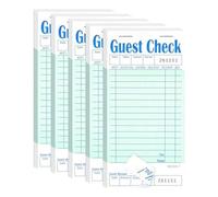 Biwwubik Paquete de 5 Talonarios de Cheques para Invitados,Blocs de Notas de Servidor para Restaurante,Talonario de Cheques de Camarero Verde,Bloc de Pedidos de Restaurante,50 Hojas/Paquete