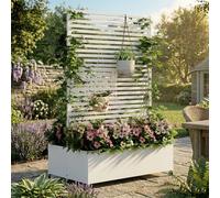 BIXUYOU Jardinera elevada de Metal con Ruedas, Jardinera Independiente para Exterior con Enrejado y privacidad, para Flores y Verduras en jardín, Patio y balcón