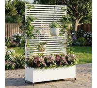 BIXUYOU Jardinera elevada de Metal con Ruedas, Jardinera Independiente para Exterior con Enrejado y privacidad, para Flores y Verduras en jardín, Patio y balcón