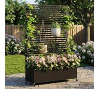 BIXUYOU Jardinera elevada de Metal con Ruedas, Jardinera Independiente para Exterior con Enrejado y privacidad, para Flores y Verduras en jardín, Patio y balcón