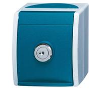 BJ APWG, enchufe Schuko, color gris/azul, 20EWSL-101-53, con protección contra sobrecargas, cierre similar