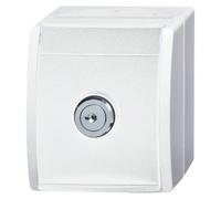BJ APWG, enchufe Schuko para exteriores, modelo 20EWSL-101-54, con sistema de seguridad, color blanco alpino