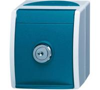 BJ APWG, enchufe Schuko para exteriores, modelo 20EWSL-53, color gris/azul verdoso, con protección contra la intemperie, para una conexión