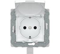 BJC Viva - Enchufe con emborne sin tornillo con protección de seguridad con tapa abatible ip44, Blanco ,23526-3