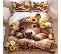 BJCJGGL Funda Nordica 150 Moderno Burro MarróN Ropa Cama 150 para Niños Adultos con Cremallera Suave Transpirable Microfibra Fundas Nordicas 240x220 cm + 2 Fundas de Almohada 50x80 cm