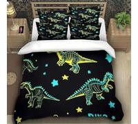 BJCJGGL Funda Nordica 90 Esqueleto De Dinosaurio Edredón Cama 90 para Niñas Niños con Cremallera de Suave Transpirable Microfibra Fundas Nordicas 150x220 cm + 2 Fundas de Almohada 50x80 cm