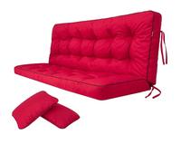 Bjird Cojin para Banco - Cojines Blandos de Asiento y Respaldo para Tumbonas, Bancos de Jardín, Columpios de Patio, Suelo - Impermeables con Diseño Acolchado y Correas - 100 cm - Rojo