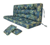 Bjird Cojin para Banco - Cojines Blandos de Asiento y Respaldo para Tumbonas, Bancos de Jardín, Columpios de Patio, Suelo - Impermeables con Diseño Acolchado y Correas - 120 cm - césped Verde