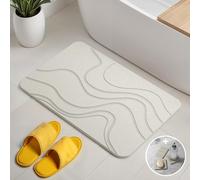 Björn&Schiller Alfombra de baño de Piedra, Set de Alfombra de baño de Secado rápido, antibacteriana de diatomita, Antideslizante y Absorbente 60x39 cm, Blanco