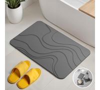 Björn&Schiller Alfombra de baño de Piedra, Set de Alfombra de baño de Secado rápido, antibacteriana de diatomita, Antideslizante y Absorbente 60х39 cm, Gris Oscuro