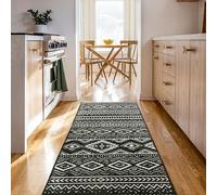 Björn&Schiller Alfombra de Pasillo 60 x 180 cm, Antideslizante, para Pasillo, Dormitorio y salón, Moderna Alfombra Larga, Alfombra de Cocina (Onyx Lattice (Negro))