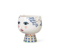 Bjørn Wiinblad Macetero con Base de 21 cm de diámetro, diseño de Eva con Detalles Divertidos para Flores, Color Azul