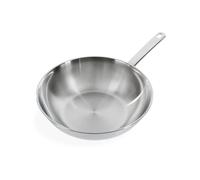 BK Bright Wok de Inducción de Acero Inoxidable de 28 cm, Exterior Pulido,Mango Fría,Cocina Profesional,Inducción,Apto para horno hasta 230°C,Utensilios Metálicos,Lavavajillas,Plata