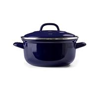 BK Indigo Cacerola Tradicional Holandesa con Esmalte Alemán y Tapa con Revestimiento Cerámico Antiadherente sin PFAS, 22 cm/3,3 Litros, Inducción, Apta para Lavavajillas y Horno, Azul Cobalto