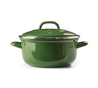 BK Indigo Cacerola Tradicional Holandesa con Esmalte Alemán y Tapa con Revestimiento Cerámico Antiadherente sin PFAS, 26 cm/5,2 Litros, Inducción, Apta para Lavavajillas y Horno, Verde
