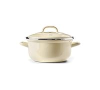 BK Indigo Cacerola Tradicional Holandesa con Esmalte Alemán y Tapa con Revestimiento Cerámico Antiadherente sin PFAS, 20 cm/2,5 Litros, Inducción, Apta para Lavavajillas y Horno, Crema