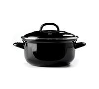 BK Indigo Cacerola Tradicional Holandesa con Esmalte Alemán y Tapa con Revestimiento Cerámico Antiadherente sin PFAS, 24 cm/4,2 Litros, Inducción, Apta para Lavavajillas y Horno, Negra