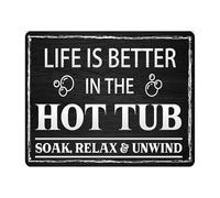 BKGWCSOR Funny Tub Sign Life Is Better In The Tub Metal Tin Sign Vintage Wall-Art for Man Cave She Shed Backyard Patio Gift Idea (8 X 12 inch)