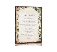 BKGWCSOR Hail Mary Prayer Our Lady Catholic Devotional Metal Tin Sign Classic Typography Wall Decor for Bedroom Quiet Corner Sacristy Classroom Faith Inspiration 8 X 12 inch