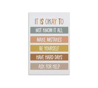 BKGWCSOR Motivational School Decor Metal Tin Plaque It Is Okay to Be Yourself Inspirational Wall-Art for Teen Bedroom Classroom Office Social Emotional Learning 8 X 12 inch